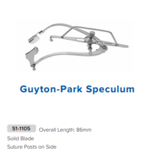 Guyton-Park Speculum, Solid Blades, Post On Side