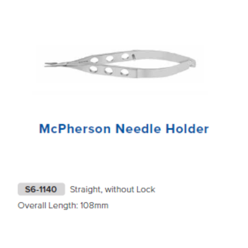 McPherson Needle Holder - Straight w/o Lock